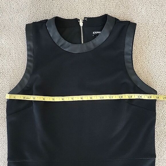Express Factory Black Sleeveless Faux Leather Trimmed Dress - Size Medium - Picture 7 of 16
